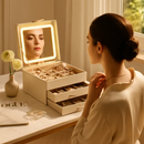 Jewelry Box with LED Mirror Organizer for Accessories by LJGDeals