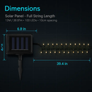 12M 100 LEDs Solar String Fairy Lights Outdoor String Lamps Garden Xmas Decor Lamp by LJGDeals