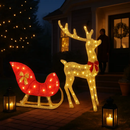 Lighted Christmas Reindeer and Sleigh Decoration by LJGDeals