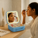 Travel Makeup Bag with LED Mirror - Blue by LJGDeals