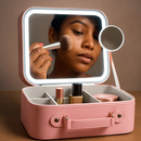 Travel Makeup Bag with LED Mirror - Blue by LJGDeals