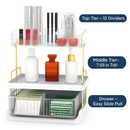 3-Tier Vanity Makeup Organizer with Drawer, Large Capacity by LJGDeals