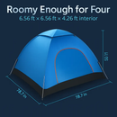 Camping Pop Up Tent for 3-4 People - Quick Setup, All-Season by LJGDeals