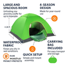 Camping Pop Up Tent for 3-4 People - Quick Setup, All-Season by LJGDeals