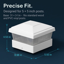 Solar Post Lights Garden Post Cap Light Solar LED Night Light White LED Lighting for 5x5 Inch Wood Post Fence Deck Patio-White by LJGDeals