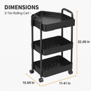 3 Tier Rolling Utility Cart with Wheels for Home Use by LJGDeals