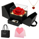 Preserved Red Rose with Heart Necklace Gift Set by LJGDeals
