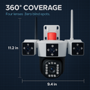 1080P HD 4-Lens Security Camera 360° View WiFi Pan & Tilt Surveillance Camera With Full Color Night Vision Auto Motion Tracking 2-Way Audio Spotlights by LJGDeals