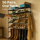 8-Tier 4-Row Metal Shoe Rack with Hooks, Durable by LJGDeals