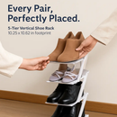 Narrow Vertical Shoe Rack 5 Tier Organizer by LJGDeals