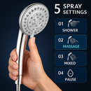 Handheld Shower Head with 5 Adjustable Spray Modes by LJGDeals