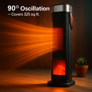 1500W Oscillating Ceramic Tower Space Heater with 3D Flame Portable Electric Heater with 3 Wind Modes 59-104℉Heating Remote Control 12H Timer Overheat by LJGDeals
