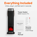 1500W Oscillating Ceramic Tower Space Heater with 3D Flame Portable Electric Heater with 3 Wind Modes 59-104℉Heating Remote Control 12H Timer Overheat by LJGDeals