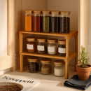 2-Tier Bamboo Spice Rack Organizer for Cabinets by LJGDeals