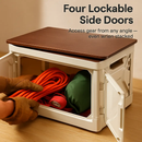 Folding Storage Bin Camping Collapsible Organizer Box Stackable Grocery Container Shelf Baskets with Cutting Board Top Lid 4 Side Lockable Doors Wheel by LJGDeals