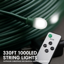 330FT 1000LED String Lights Outdoor Christmas Decoration Lights with Remote IP44 Waterproof 8 Lighting Modes 8 Brightness Timer Plug In Fairy Light Xm by LJGDeals