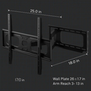 Full Motion TV Wall Mount Swivel Tilt TV Wall Rack Support 37-70” TV Wall Mount Max VESA Up To 600x400mm Holds Up To 99LBS by LJGDeals