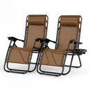 2Packs Zero Gravity Lounge Chair w/ Dual Side Tray 330lbs Load Foldable Recliner Chair w/ Stress Relief Pillow Patio Poolside Beach Lying Chair by LJGDeals
