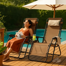 2Packs Zero Gravity Lounge Chair w/ Dual Side Tray 330lbs Load Foldable Recliner Chair w/ Stress Relief Pillow Patio Poolside Beach Lying Chair by LJGDeals