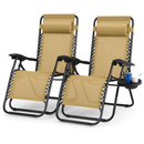 2Packs Zero Gravity Lounge Chair w/ Dual Side Tray 330lbs Load Foldable Recliner Chair w/ Stress Relief Pillow Patio Poolside Beach Lying Chair by LJGDeals
