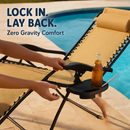 2Packs Zero Gravity Lounge Chair w/ Dual Side Tray 330lbs Load Foldable Recliner Chair w/ Stress Relief Pillow Patio Poolside Beach Lying Chair by LJGDeals