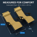 2Packs Zero Gravity Lounge Chair w/ Dual Side Tray 330lbs Load Foldable Recliner Chair w/ Stress Relief Pillow Patio Poolside Beach Lying Chair by LJGDeals