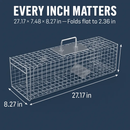 Live Animal Trap Cage 27x7.5x8in Folding Catch and Release Steel Humane Cat Trap for Racoons Stray Cats Rabbits Beavers Hedgehogs Chipmunk Small Anima by LJGDeals