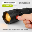 Rechargeable LED Flashlight with Zoomable Aluminum Body by LJGDeals