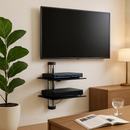 2 Tier Dual Glass Shelf Wall Mount for DVD Players/Cable Boxes/ TV Accessories by LJGDeals