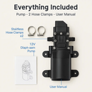 12V Diaphragm Water Pump with Hose Clamps by LJGDeals
