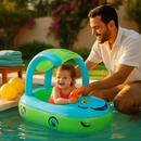Car Shaped Baby Pool Float with Sun Canopy - 1-3 Year Old by LJGDeals