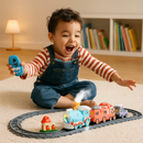 Electric Train Set with Smokes Light Sound Remote Magnetic Train Toys with Locomotive 3 Trucks Gifts for Kids Aged 3 4 5 6 Year Old by LJGDeals