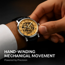 Gold Dial Skeleton Mechanical Watch – Hand-winding Leather by LJGDeals