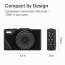 5K 75MP Digital Camera for Photography Anti-Shake WiFi Vlogging Video Camera with 9 Shooting Modes 18X Zoom Fill Light Webcam Function 2 Batteries 32G by LJGDeals