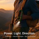 2200mAh Power Bank w/Emergency Flashlight Compass Carabiner-Shaped Hiking Camping Use by LJGDeals