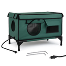 Waterproof Heated Cat House Outdoor Weatherproof Insulated Kitty Shelter Feral Cat Heating Bed with Heating Pad Anti-Chew Cord 2 Doors 3 Windows for I by LJGDeals
