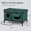 Waterproof Heated Cat House Outdoor Weatherproof Insulated Kitty Shelter Feral Cat Heating Bed with Heating Pad Anti-Chew Cord 2 Doors 3 Windows for I