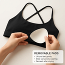 Cross Back Padded Sports Bra with Removable Pads by LJGDeals
