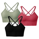 Cross Back Sport Bra Green-Red-Black Color Combo by LJGDeals