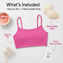 Women Sport Bras with Removable Pads, Low-Impact Square Neck by LJGDeals