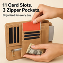 Leather Clutch Wallet with Card Slots and Phone Pocket by LJGDeals