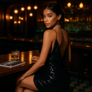 Sexy Women Chain Choker Side Slit Backless Slip Dress With Sequins by LJGDeals