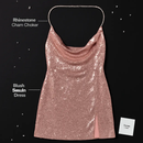 Sexy Women Chain Choker Side Slit Backless Slip Dress With Sequins by LJGDeals