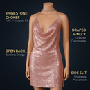 Sexy Women Chain Choker Side Slit Backless Slip Dress With Sequins by LJGDeals