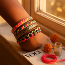 4-Piece Colorful Woven Burnished Gold Bracelet Set by LJGDeals