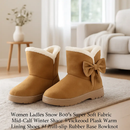 Women Ladies Snow Boots Super Soft Fabric Mid-Calf Winter Shoes Thickened Plush Warm Lining Shoes w/ Anti-slip Rubber Base Bowknot by LJGDeals