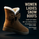 Women Ladies Snow Boots Super Soft Fabric Mid-Calf Winter Shoes Thickened Plush Warm Lining Shoes w/ Anti-slip Rubber Base Bowknot by LJGDeals