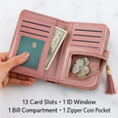 Leather Wallet Clutch with Card Slots and Zipper by LJGDeals