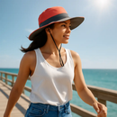 Women's Summer Sun Bucket Hat with Foldable Wide Brim by LJGDeals