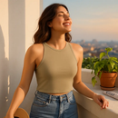 Cropped Tank Top for Women: Sleeveless, High Neck by LJGDeals